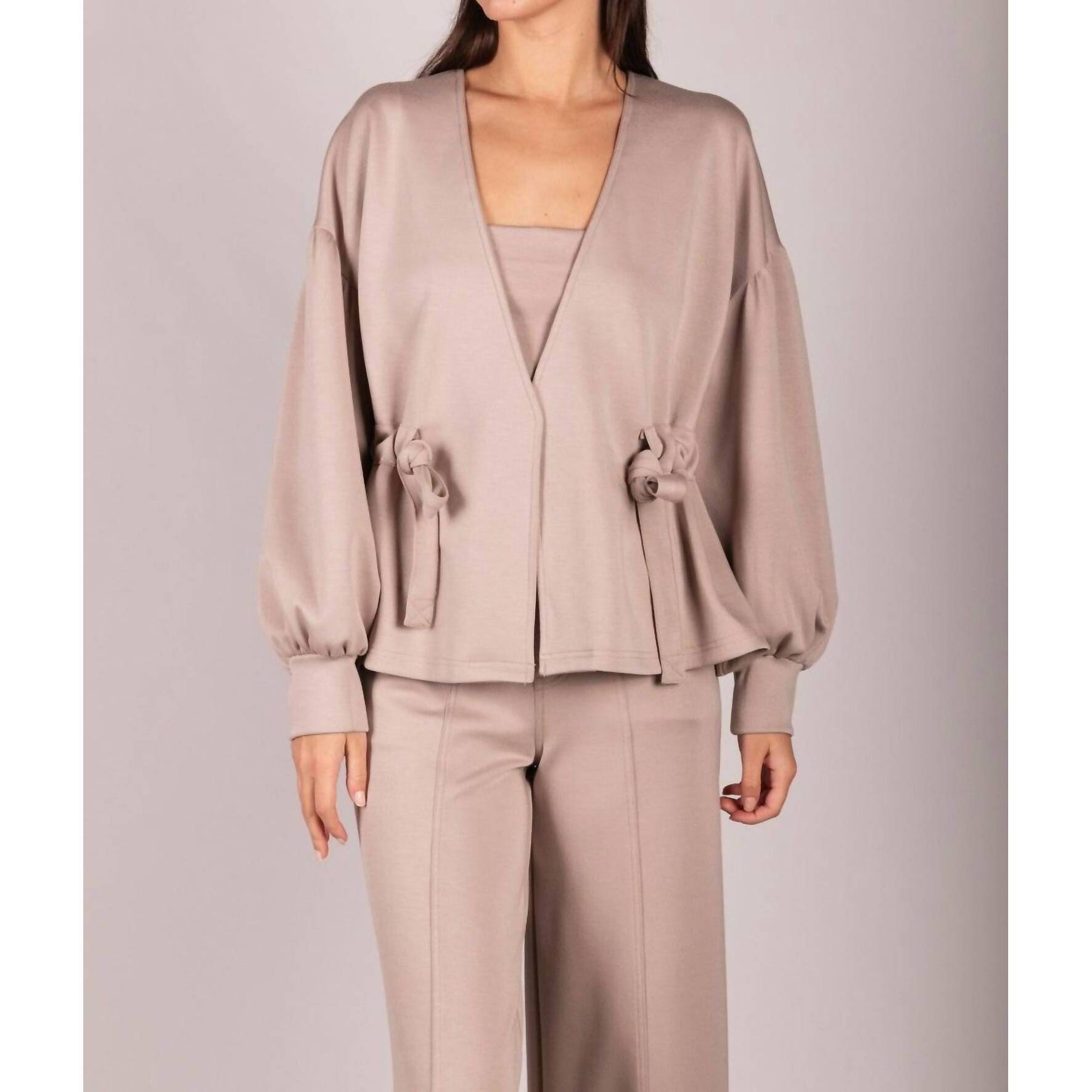 New P.Cill Butter Modal Wrap Cardigan In Taupe